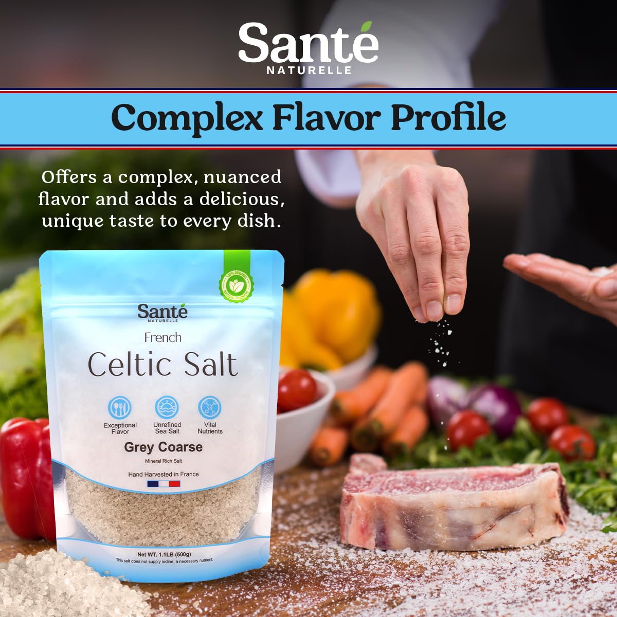 Detalle 2 de Sante Naturelle Celtic Sea Salt Bundle, Fine Ground & Gray Coarse, 18 oz, 2-Pack