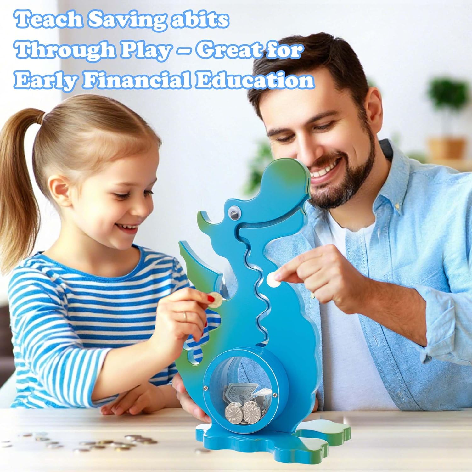 Thumbnail 6 de AORCMITN Wooden Dragon Piggy Bank: Interactive Dino Saving Toy for Kids