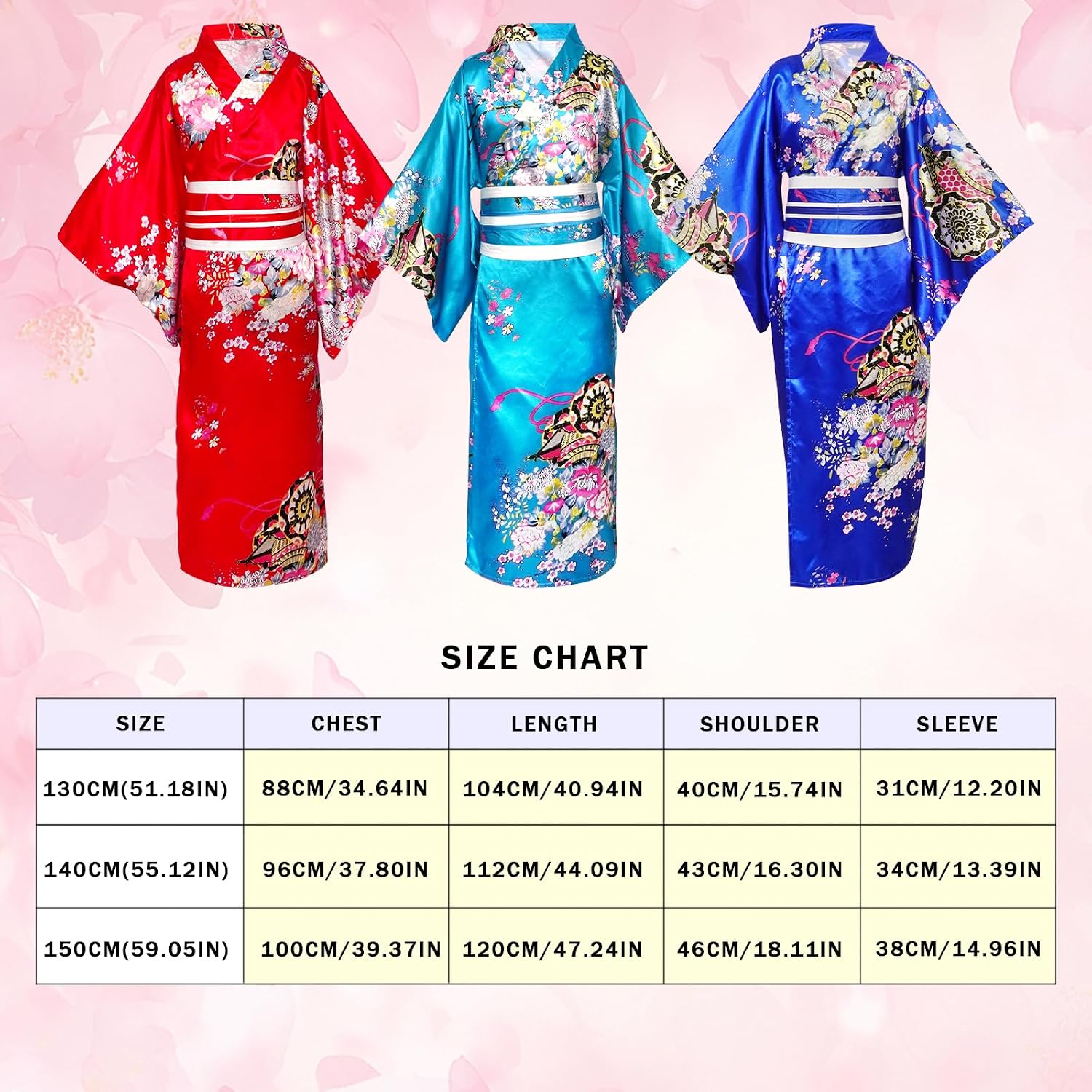 Detalle 2 de CRFASIBE Japanse yukata-kostuumset voor meisjes, 5-delig met masker en accessoires