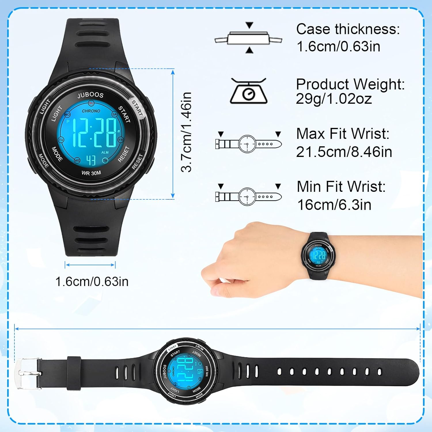 Thumbnail 2 de Juboos Reloj Digital Deportivo para Niños 5 ATM