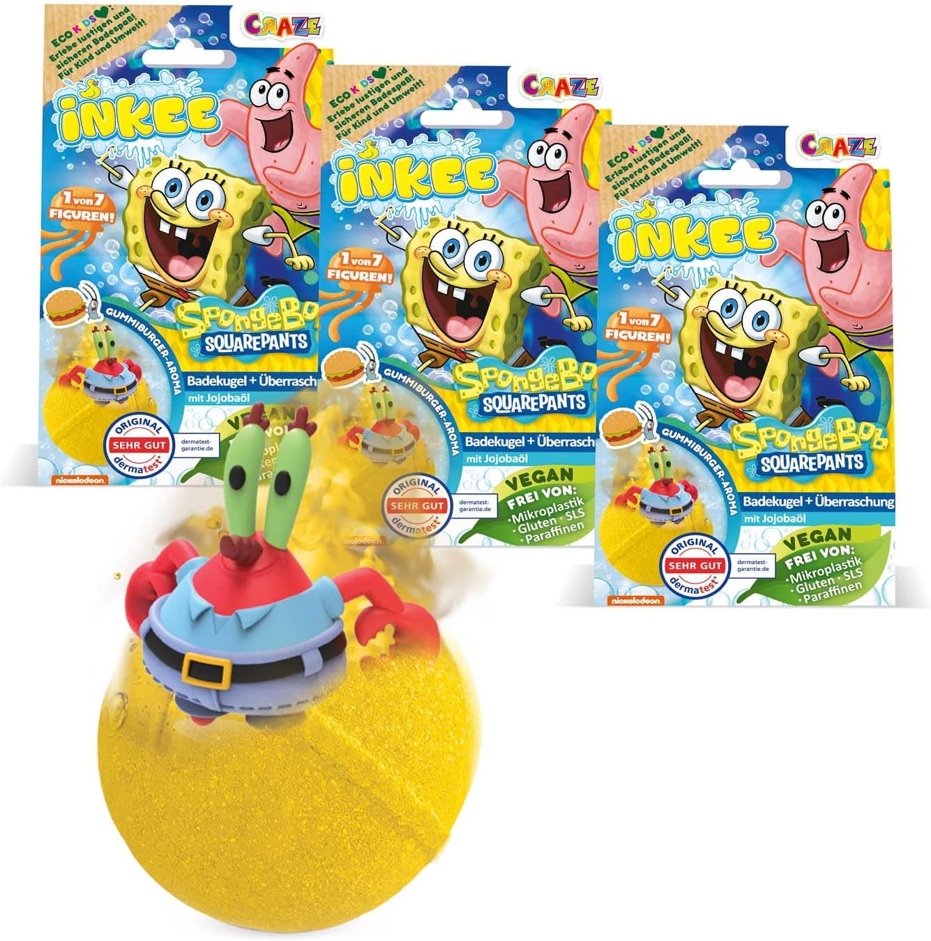Detalle de INKEE SpongeBob Squarepants 3-Pack Bath Bombs with Hidden Figures