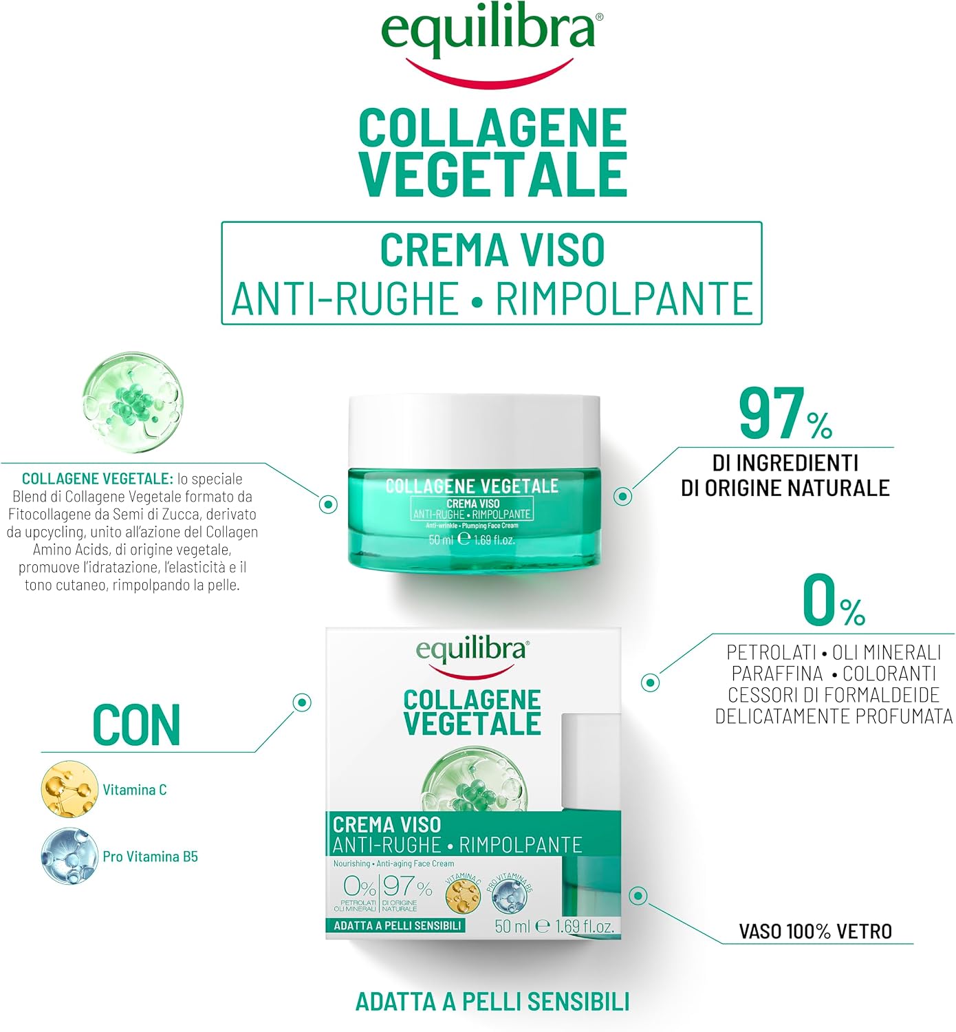 Detalle 2 de Equilibra Collagene Vegetale Crema Viso 50 ml