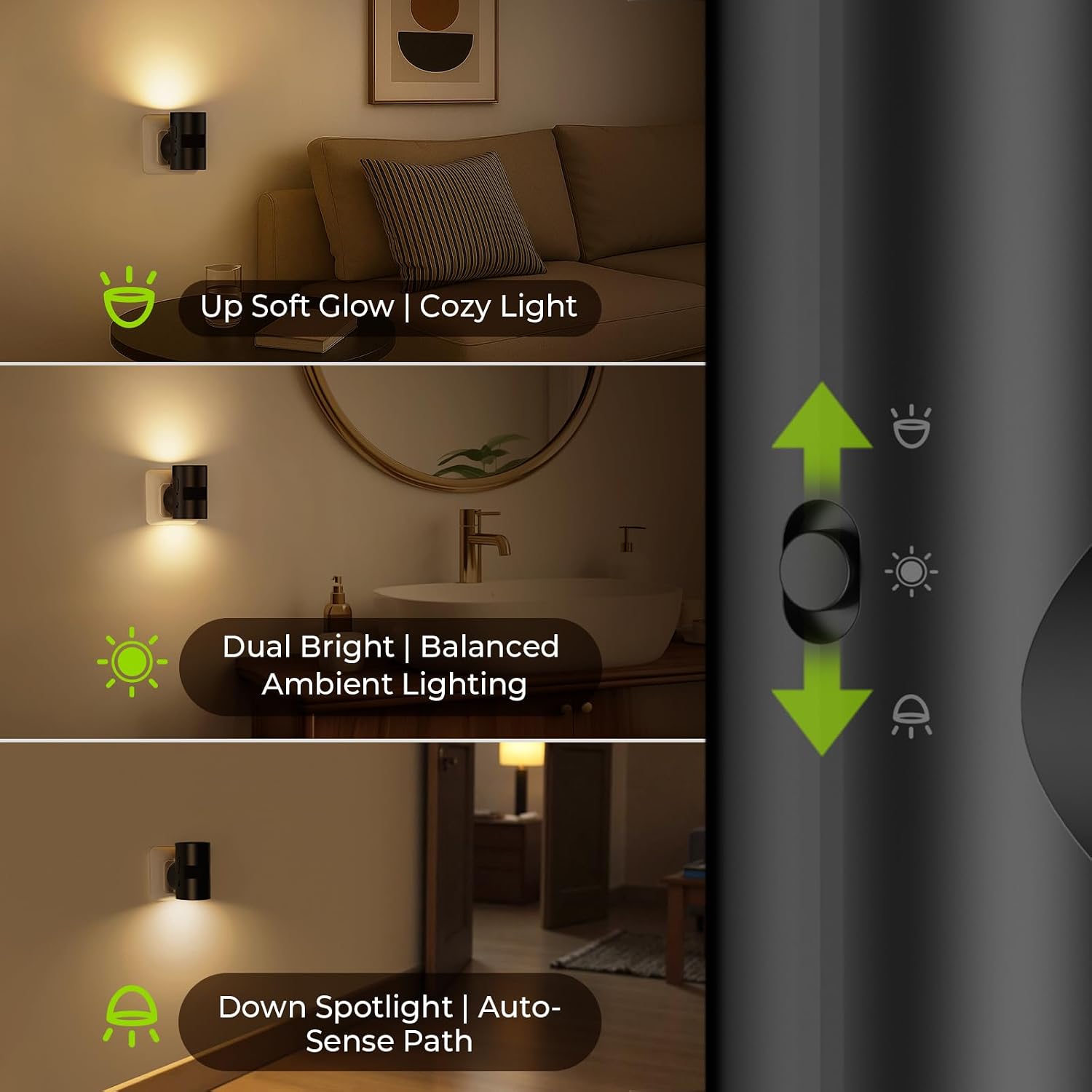 Detalle 2 de AUVON Night Light 2-pack, 1–100LM adjustable motion sensor