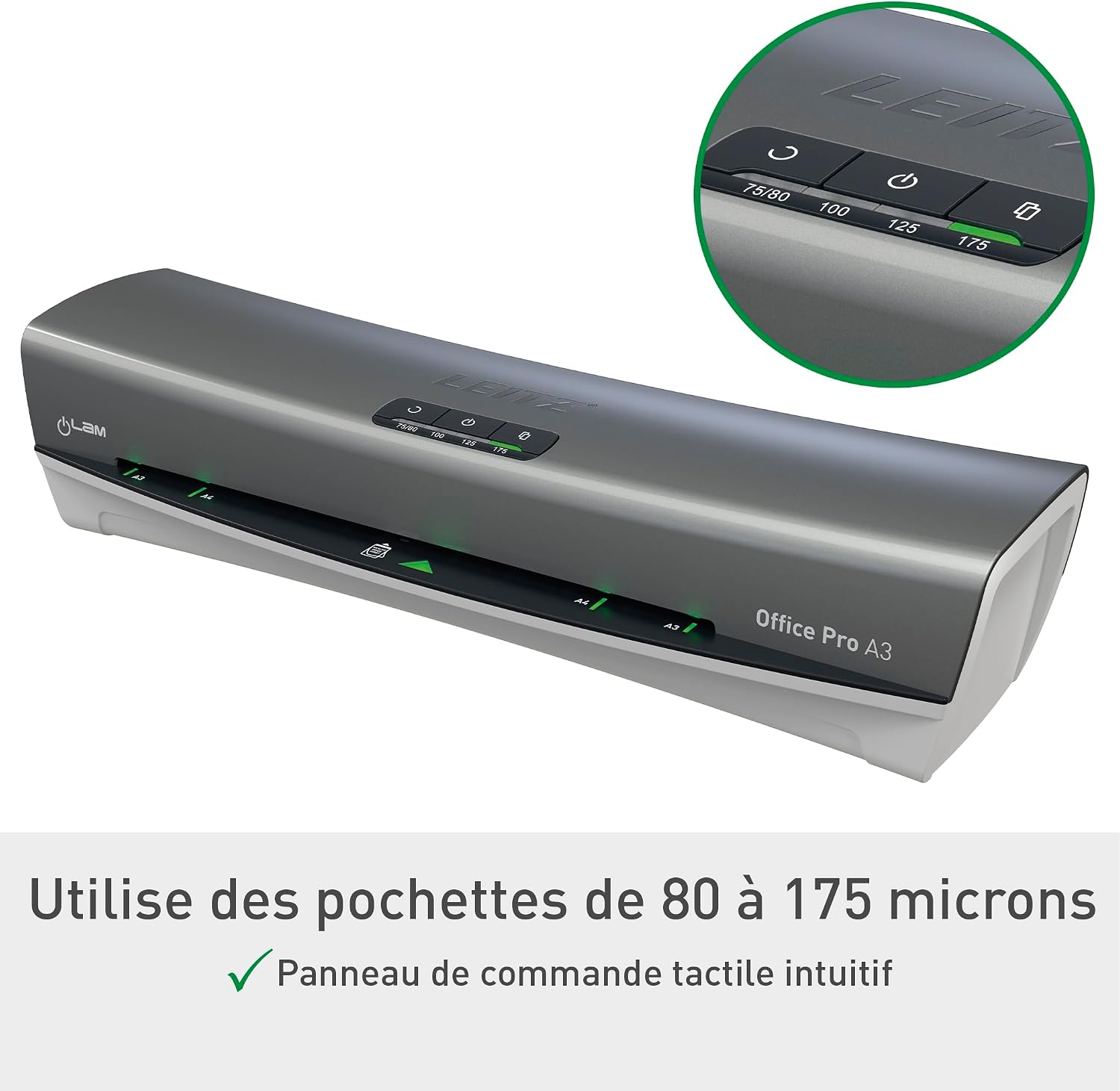 Detalle 2 de Plastifieuse Leitz iLAM Office Pro A3 – Préchauffage rapide et guidage LED