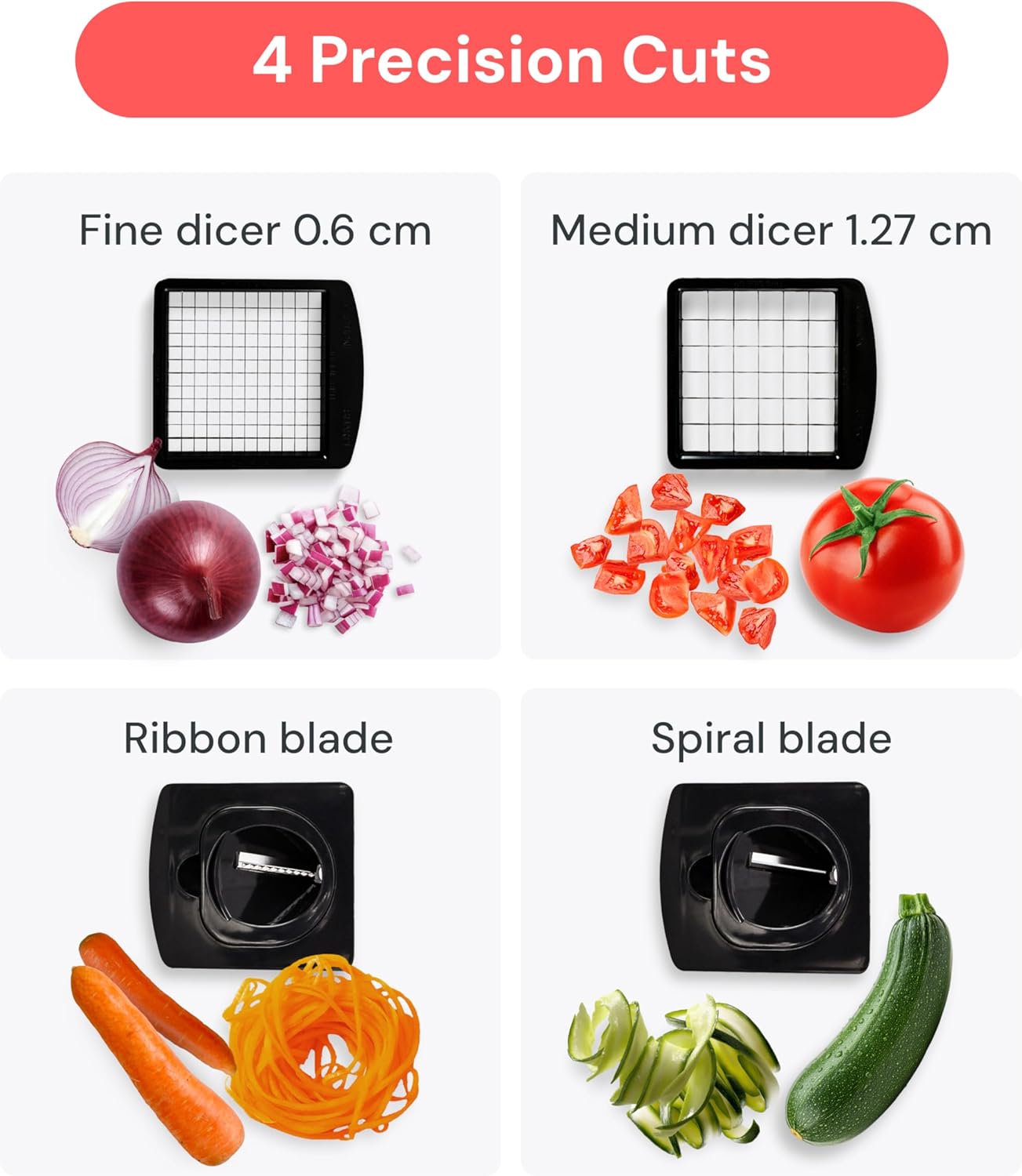 Detalle de Fullstar 4-in-1 Pro Vegetable Chopper & Cutter: Slicer Dicer Spiralizer with 5-Cup Container