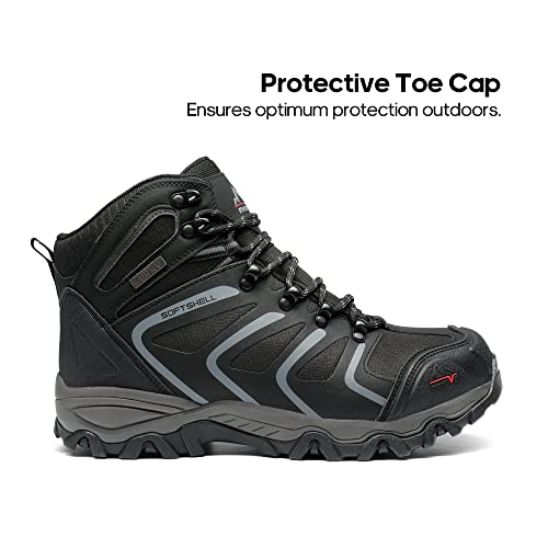 Detalle de NORTIV 8 Armadillo Herren-Wanderschuhe, wasserdicht, Schwarz/Grau, 43W