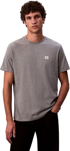 Detalle de Calvin Klein Jeans SS Badge 30S Jersey Classic Tee LV04RC272G – T-shirt gris coton régénératif
