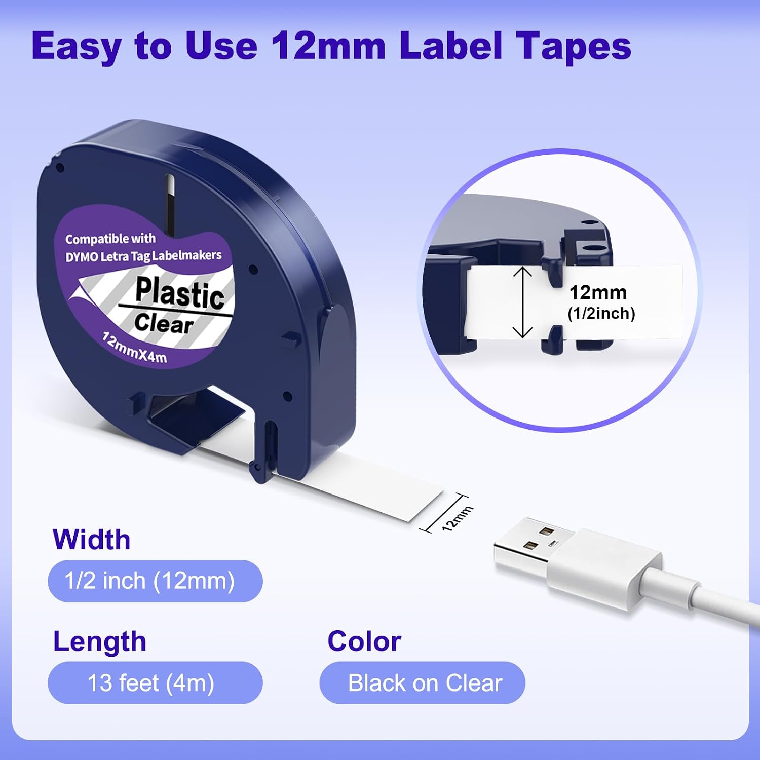 Thumbnail 2 de PROFICETIK 12mm x 4m LetraTag compatible tape