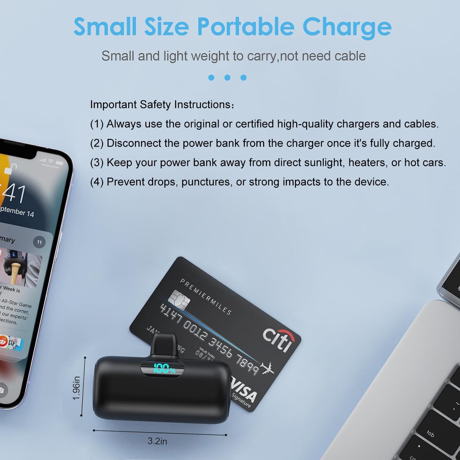 Detalle 2 de Feob HX45X2 2-Pack Mini Power Bank for iPhone, 5000mAh Each, Digital Display