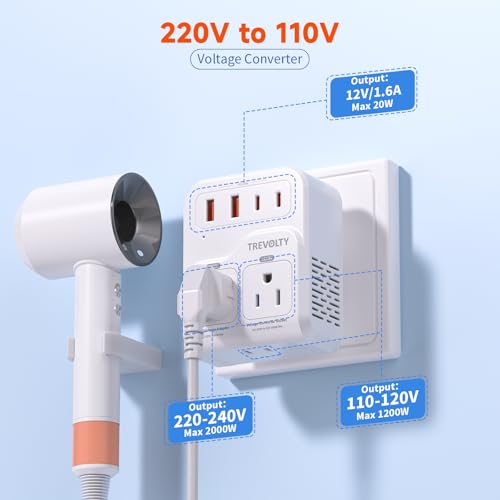 Thumbnail 1 de TREVOLTY 2000W US to Europe Voltage Converter with 7-in-1 Travel Adapter