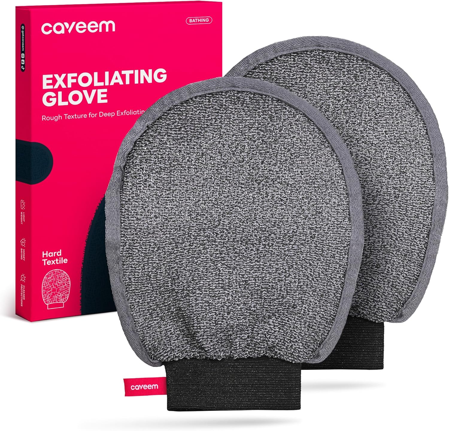 Caveem Gant exfoliant coréen (lot de 2) – gommage corps pour une exfoliation en profondeur sous la douche