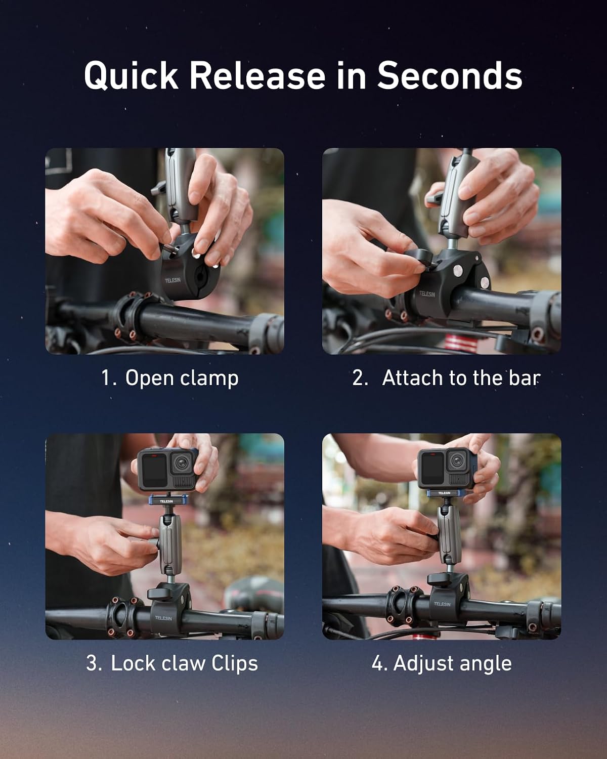 Detalle de TELESIN Super Clamp Mount for Hero 13 9-38mm