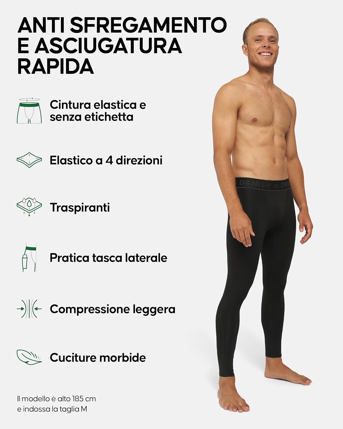 Thumbnail 1 de Danish Endurance pantaloni a compressione traspiranti con asciugatura rapida (2 paia) per uomo