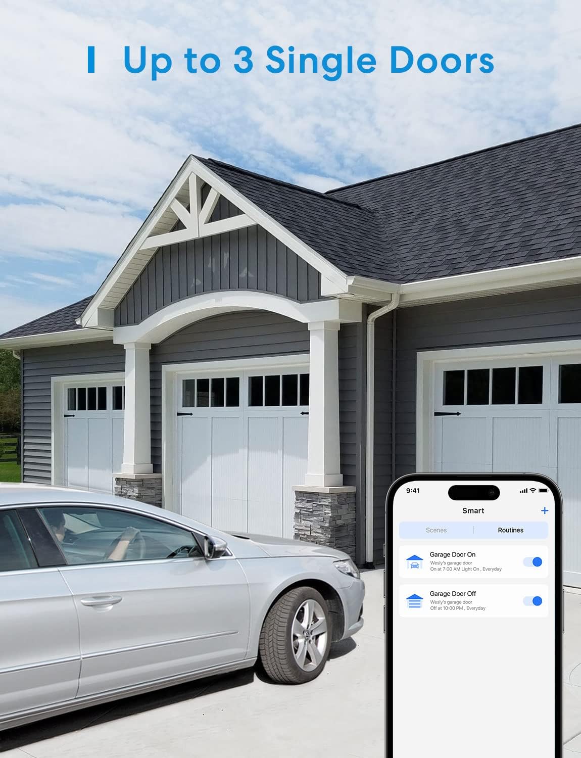 Detalle de Meross Smart Garagentoröffner WLAN mit externer Antenne für bis zu 3 Garagentore, HomeKit & Alexa/Google