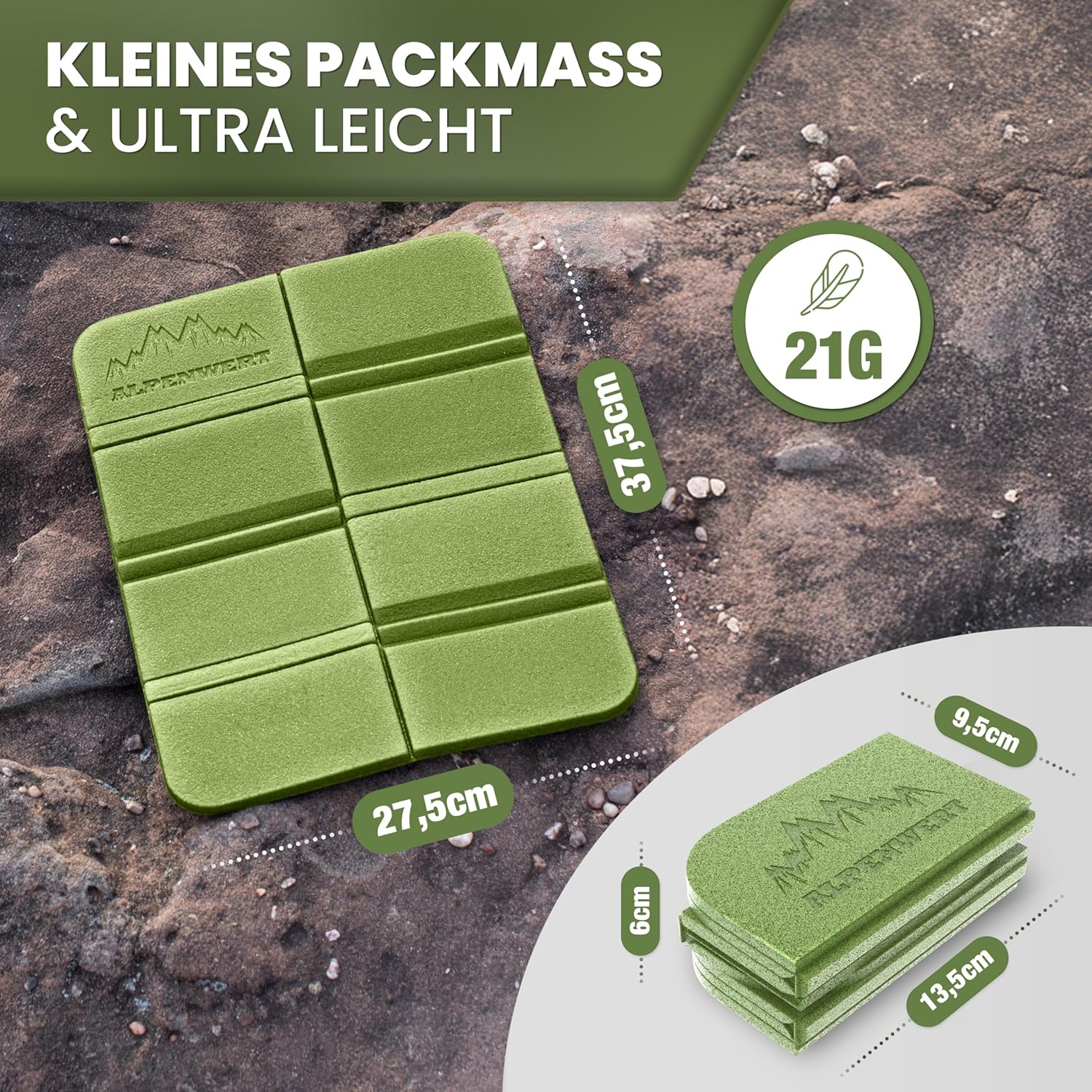 Detalle 2 de Alpenwert Outdoor Sitzkissen Faltbar 2er Set