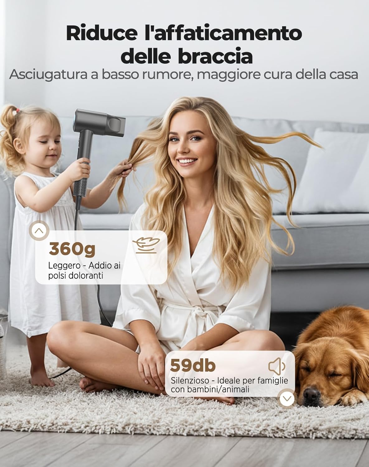 Thumbnail 4 de Haokoo Phon Capelli Professionale ad Alta Velocità fino a 150.000 RPM con controllo termico e 8 impostazioni