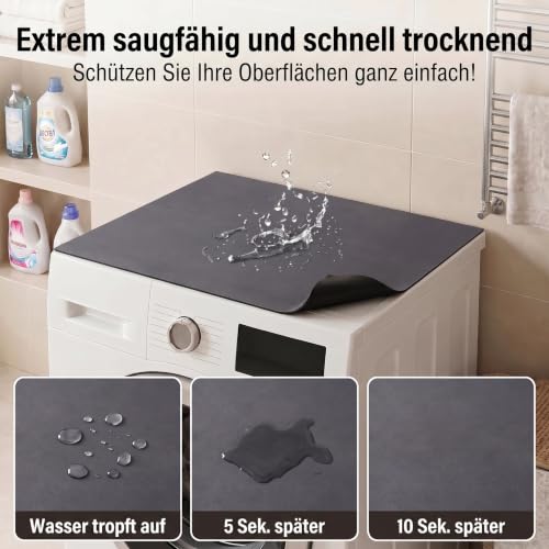 Detalle de KoolYouth Waschmaschinenauflage 60x60 cm – rutschfeste Staubschutzabdeckung für Waschmaschine und Trockner