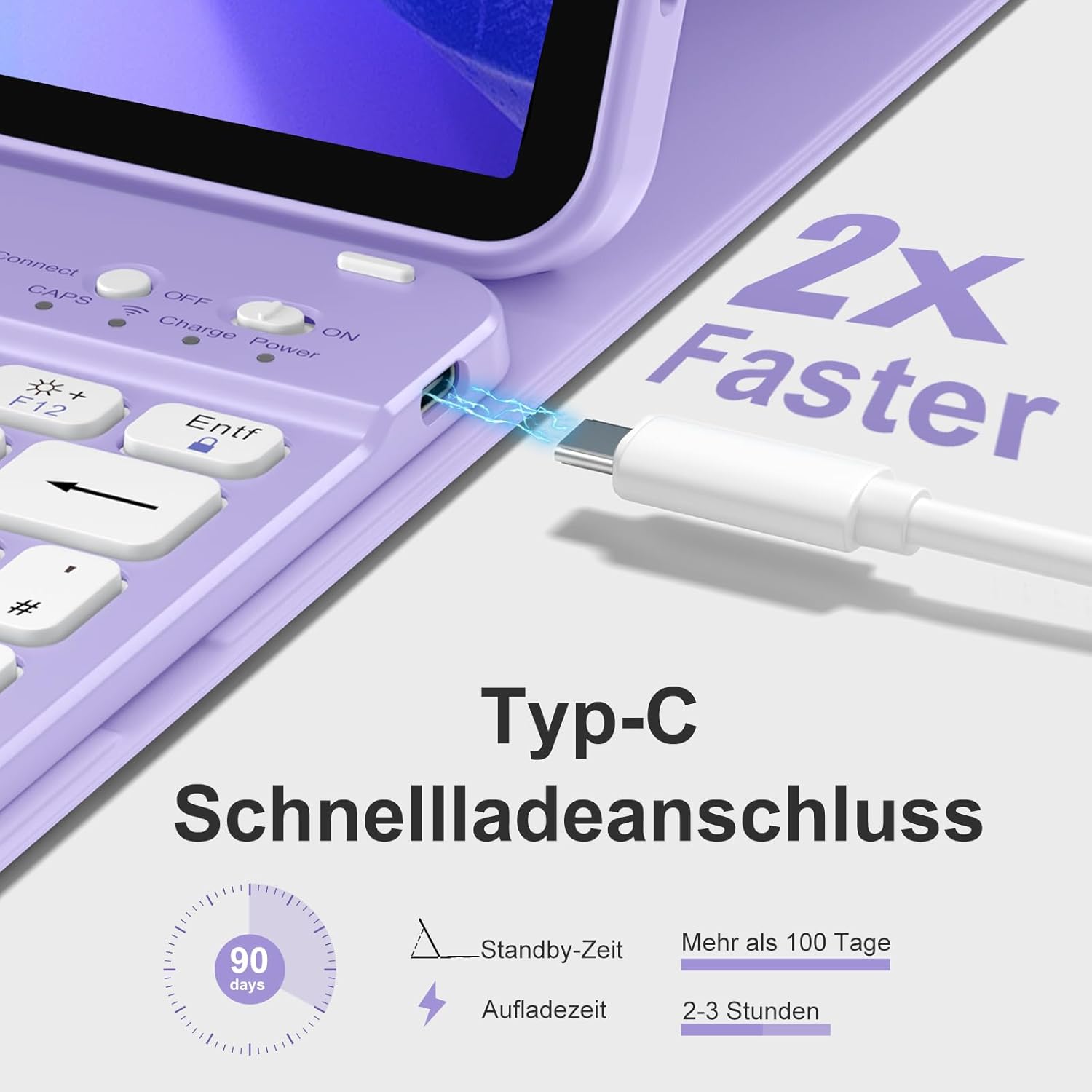 Thumbnail 3 de DriveGo Hülle mit Tastatur für iPad Air 11 Zoll M4/M3/M2 – Lavendel, Magnetisch abnehmbar