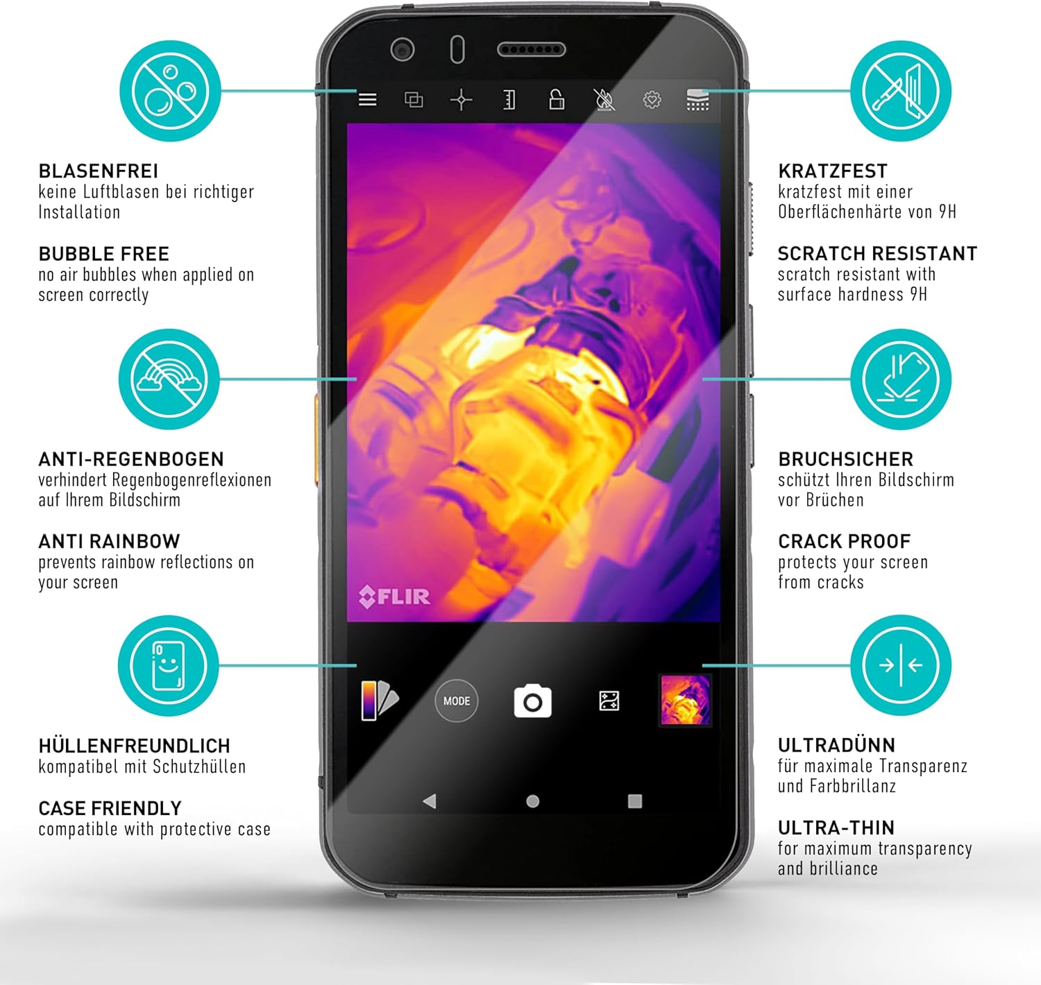 Detalle 2 de SmarTect CAT S62 Pro Tempered Glass Screen Protector, 9H, 0.3 mm, 3 Pack