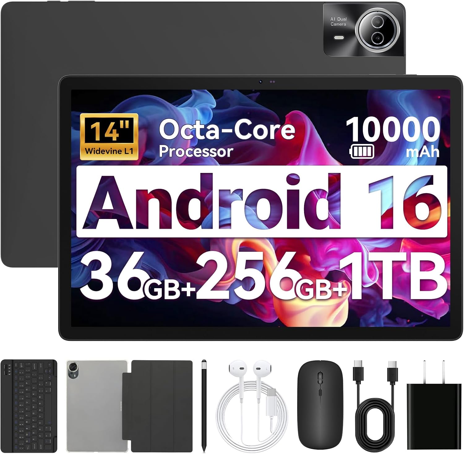 Detalle de URAO G140L 14-Inch Android 16 Tablet, 1920 x 1200 IPS Display, 256GB