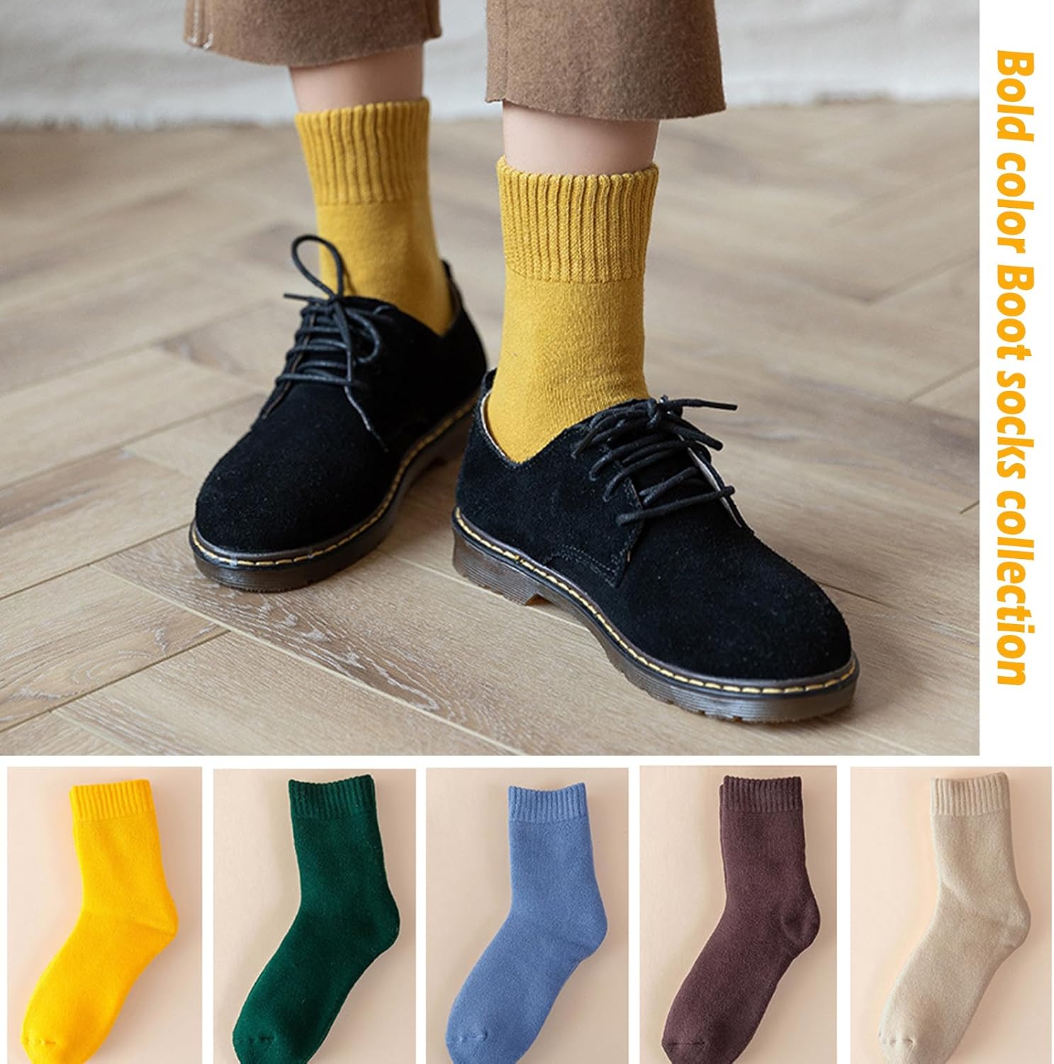 Detalle de VoJoPi Wool Socks for Women, 5 Pairs, Fuzzy Terry Lining, Size 5–10