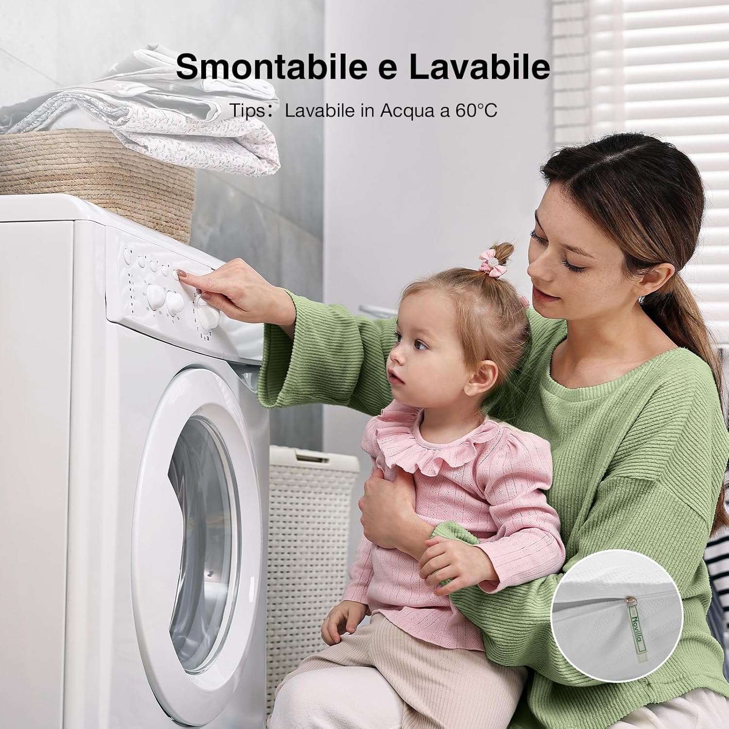 Thumbnail 6 de Novilla Topper Matrimoniale 160x200 — 7,5 cm Memory Foam + Schiuma ad Alta Densità, Coprimaterasso Traspirante e Lavabile
