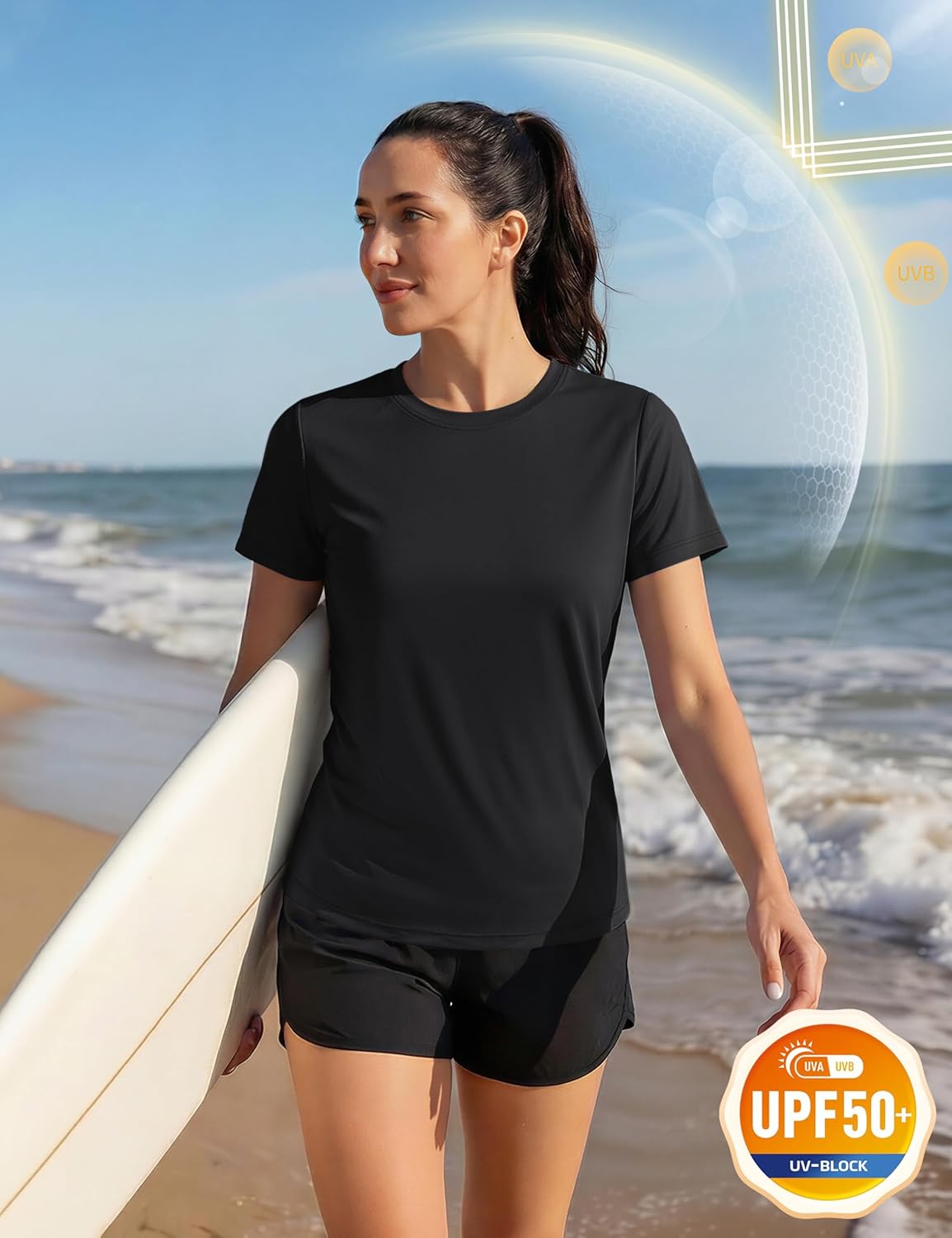 Detalle de TACVASEN Women’s Short Sleeve Quick Dry Outdoor Sport T-Shirt with UPF 50+ UV Protection