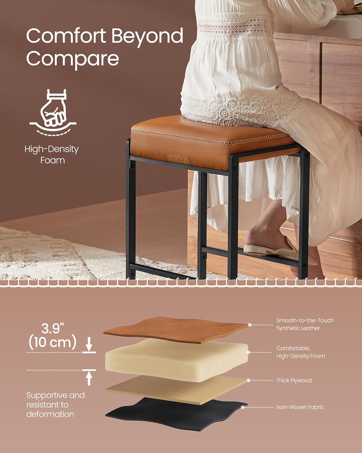 Detalle de VASAGLE Bar Stools, 26-Inch