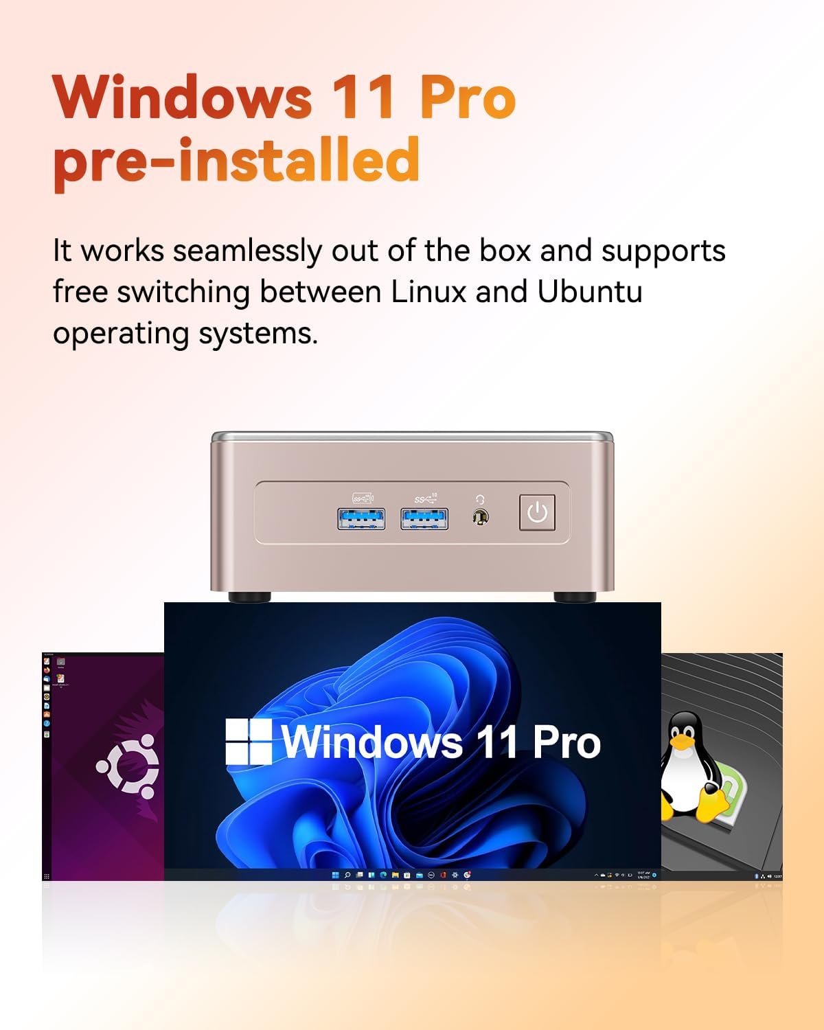 Thumbnail 4 de GEEKOM A5 Mini PC with Ryzen 5 7430U — 16GB RAM, 512GB NVMe, 8K Display
