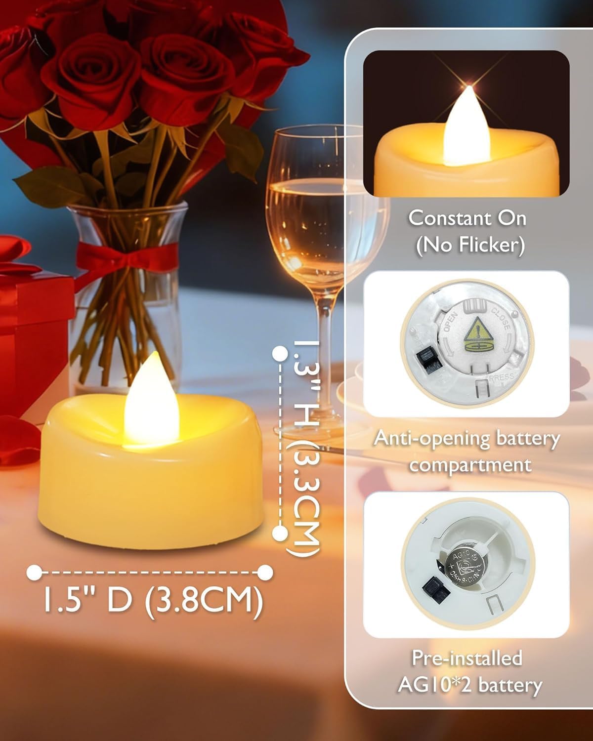 Detalle 2 de AMAGIC 24er flimmerfreie LED-Teelichter