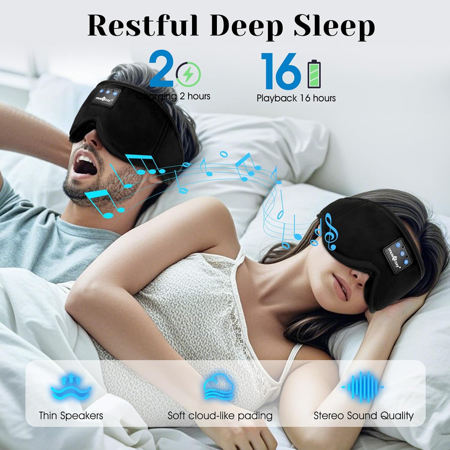 Thumbnail 4 de MUSICOZY 3D Bluetooth Sleep Mask 16H