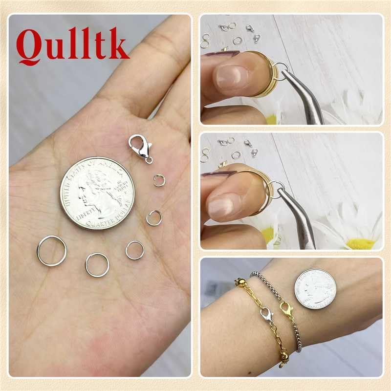 Detalle 2 de Qulltk A-Silver&Gold Jewelry Making Kit, 1,200 Jump Rings in Five Sizes