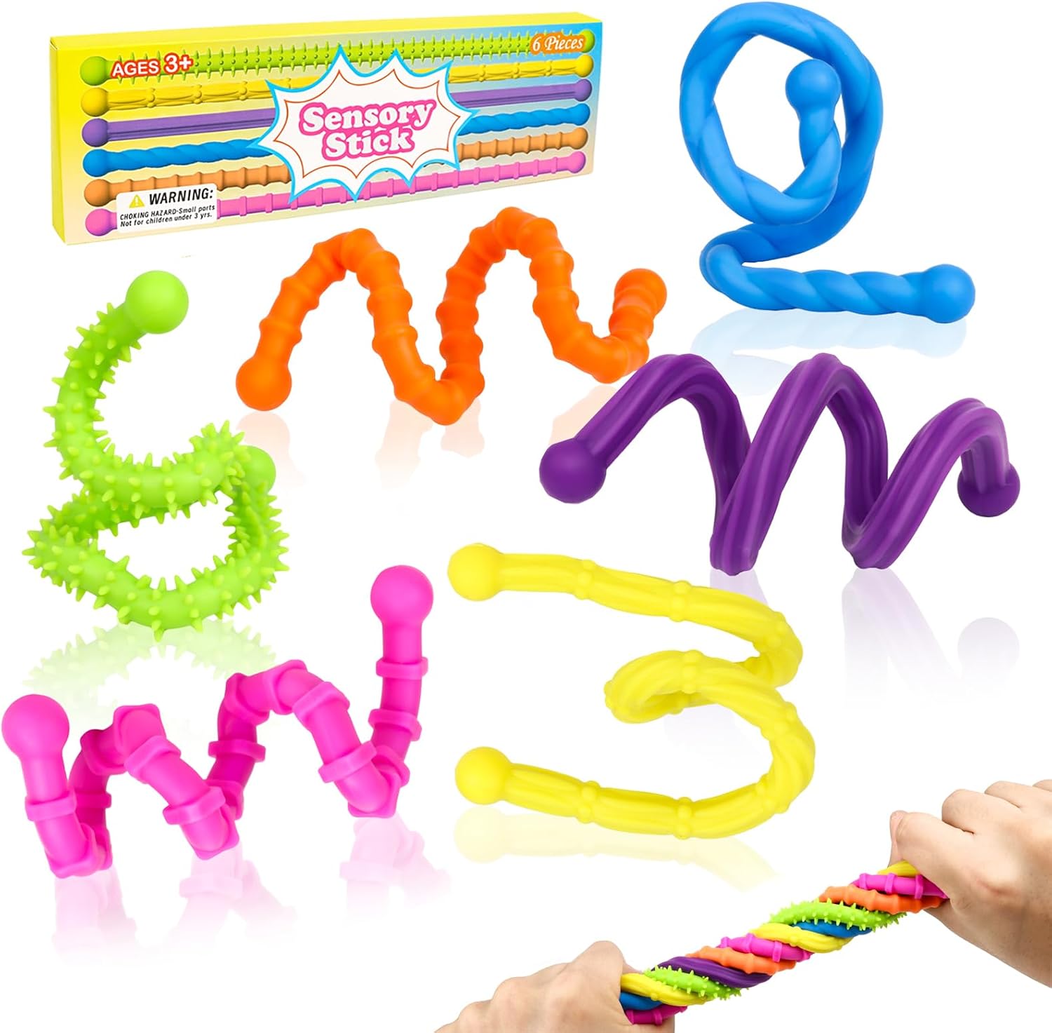 Detalle de 6 Pack Fidget Toys Textured Stretchy Sensory Stick