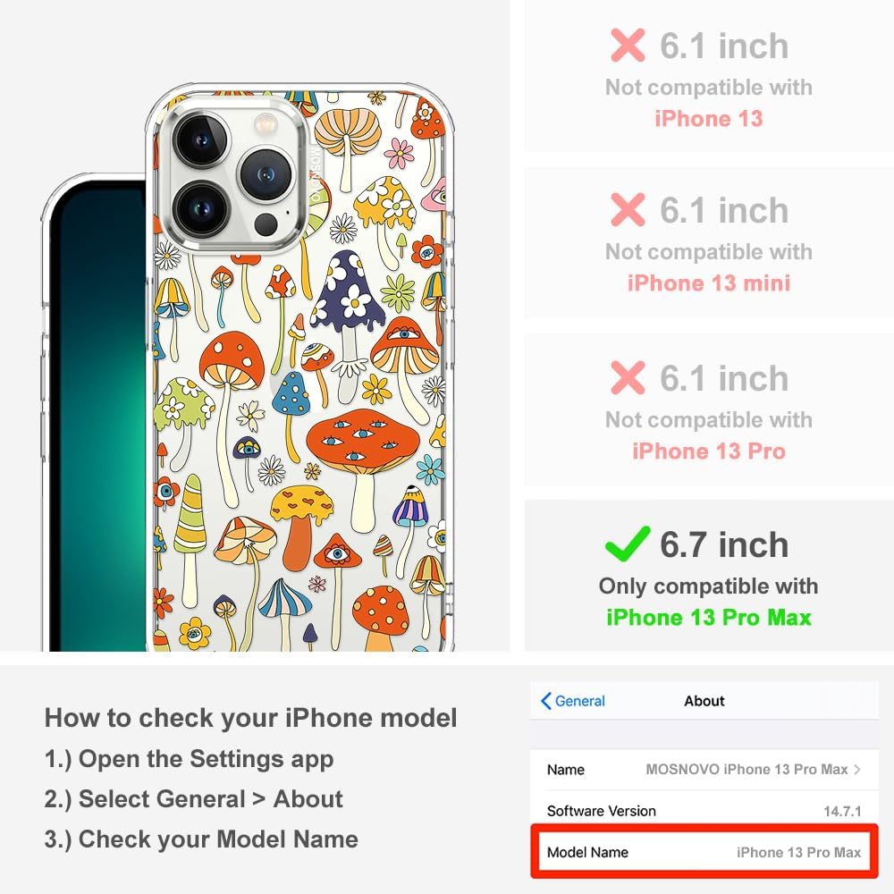 Detalle de MOSNOVO for iPhone 13 Pro Max Case with Buffertech Shockproof 6.6 ft Drop Protection