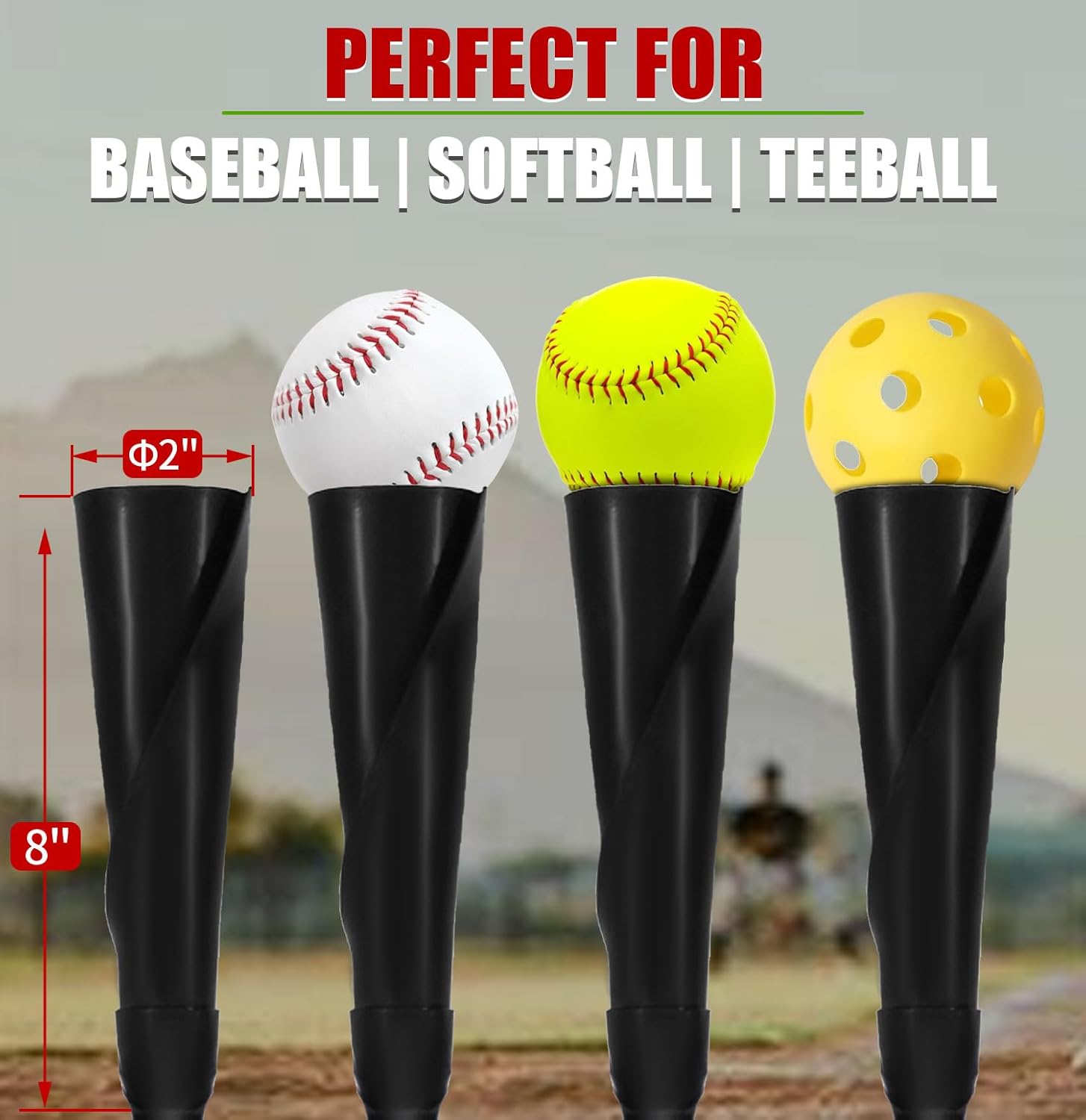 Thumbnail 4 de LOMGWAYS Baseball/Softball Batting Tee (24"-46" Height Adjustable) – Premium Portable Training Stand