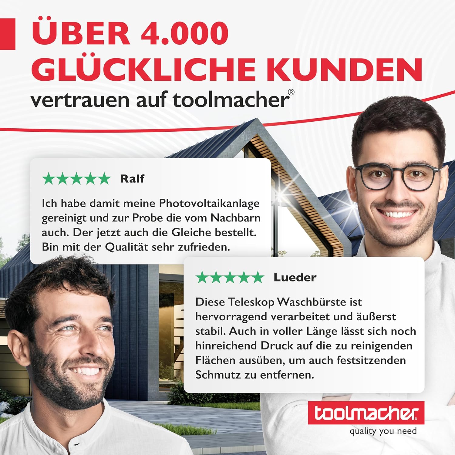 Thumbnail 6 de toolmacher Teleskop Waschbürste 6m inkl. Fensterabzieher – Terrassendach-Reiniger mit Seifenspender