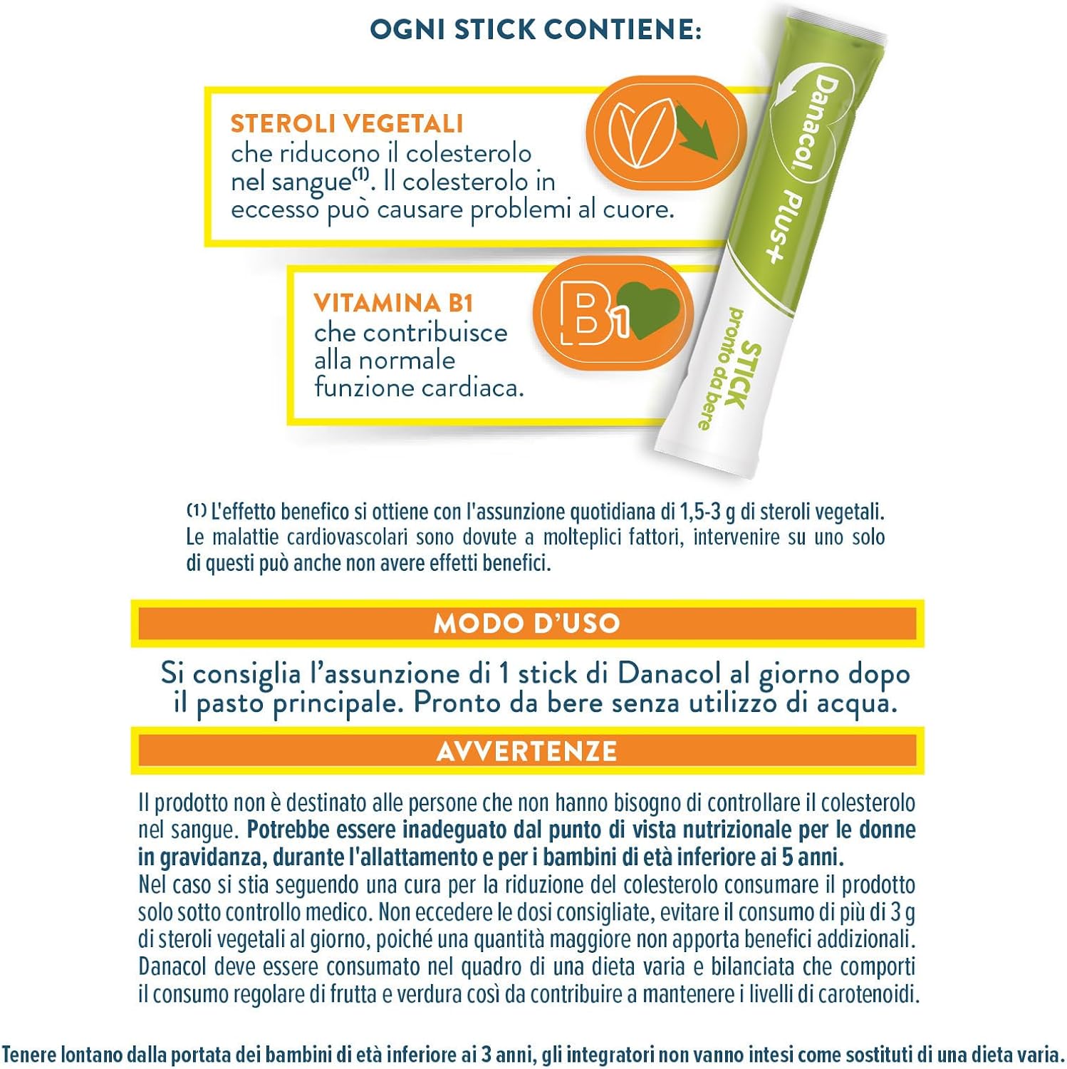 Detalle de Danacol Plus + Integratore Alimentare – 30 stick da 15 ml per ridurre il colesterolo