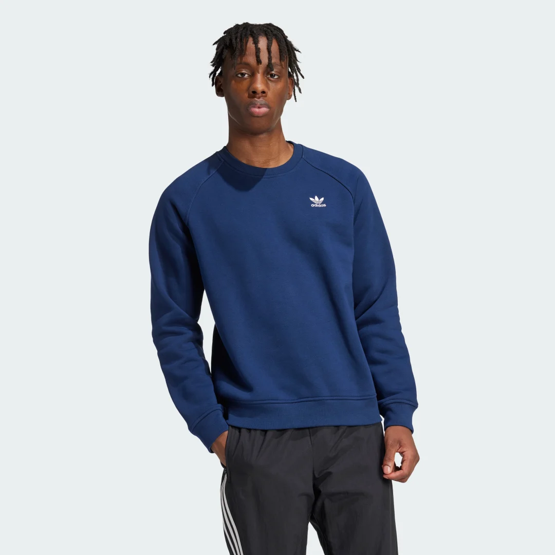 Detalle de Sudadera cuello redondo Trefoil Essentials de Adidas - azul
