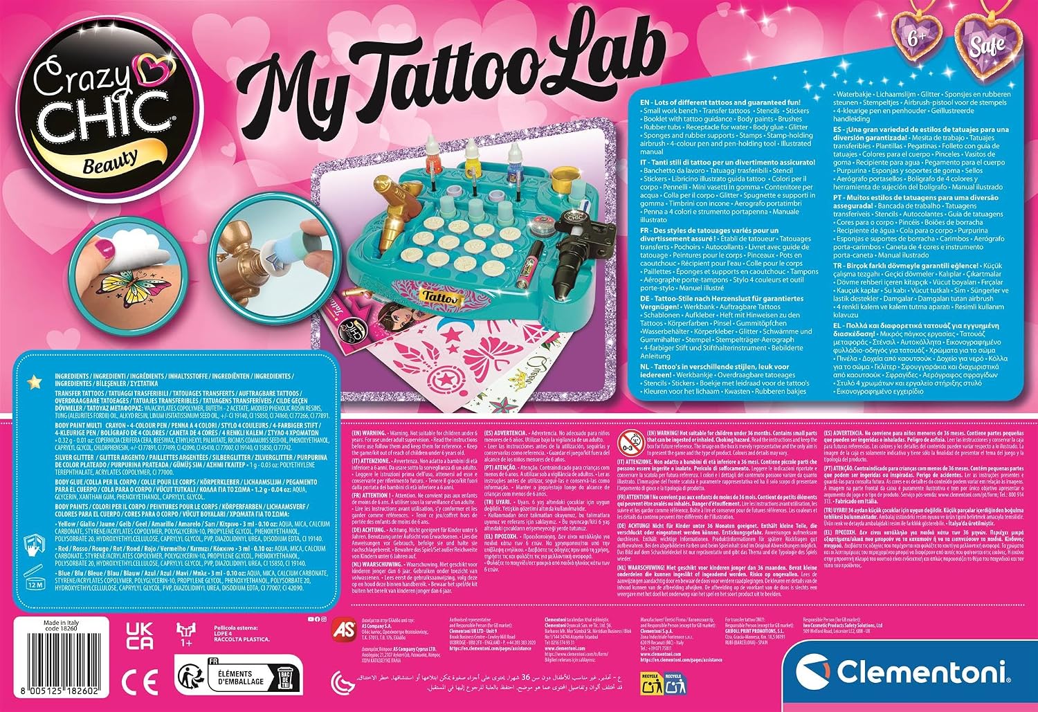 Detalle 2 de Clementoni Crazy Chic: temporäre Tattoos ab 6 🎨