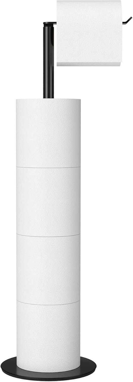 Detalle de Freestanding Stainless Steel Toilet Roll Holder Stand with Black Finish