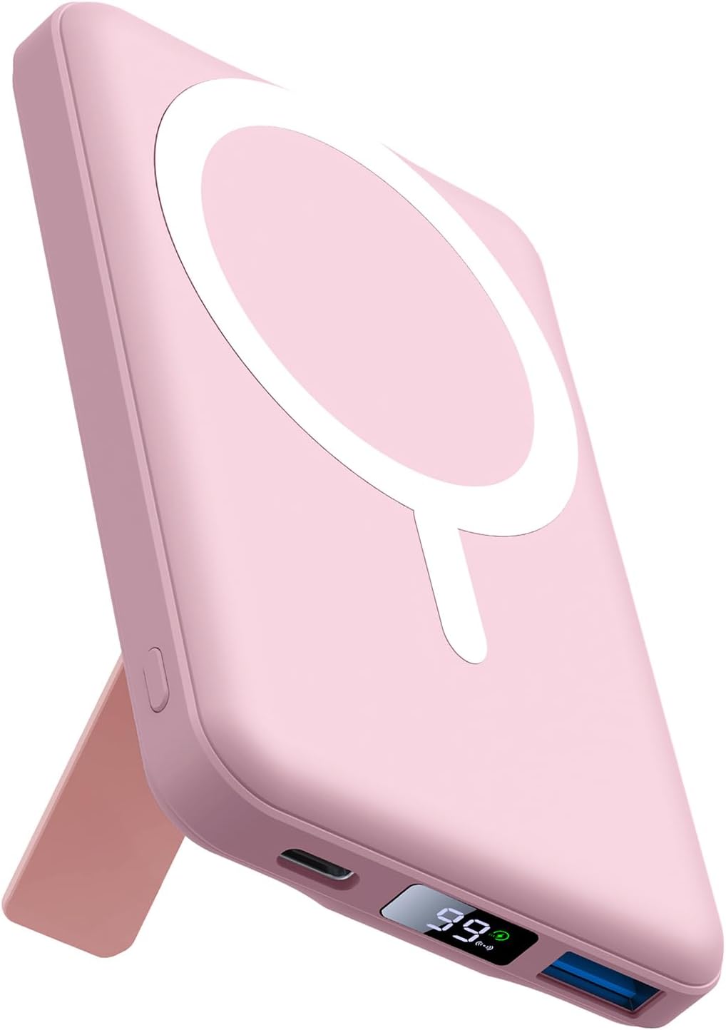 Detalle de AOGUERBE KT-D001 Magnetic Power Bank, 10,000mAh, Stand, LED Display, Pink