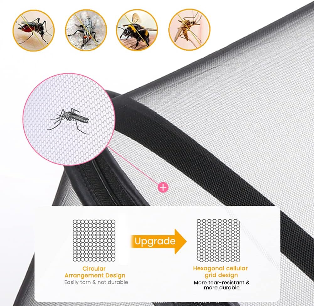 Detalle 2 de Orzbow Mosquito Net for Pram – Universal pram, buggy and car seat bug net with zippers (black)