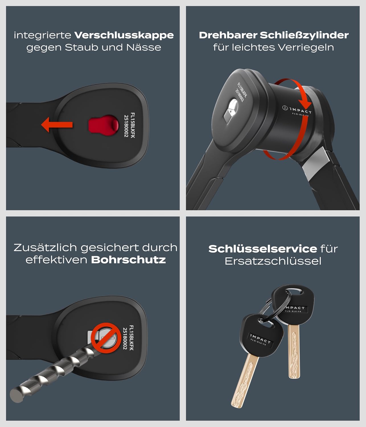 Detalle de IMPACT FlexLock 15 Faltschloss mit Sicherheitslevel 15 und bis 1,5 Tonnen Zugkraft