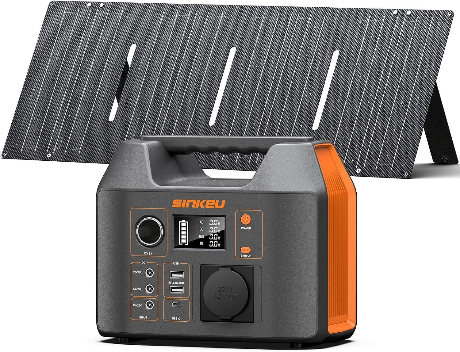 Detalle de SinKeu Tragbare Powerstation mit 60 W Falpanel und 296 Wh Solargenerator – kompakt, zuverlässig und ideal für Outdoor