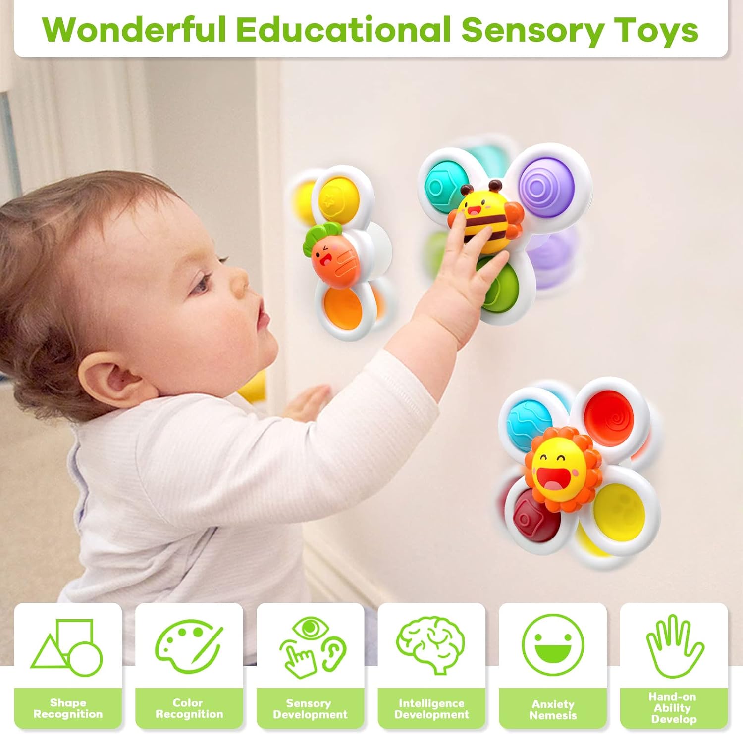 Detalle 2 de Suction Cup Spinner Toys 3‑pack for 1–3 years