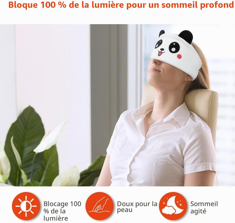 Detalle 2 de OFFCUP Bluetooth-slaaphoofdtelefoon met zachte panda-hoofdband en stereogeluid