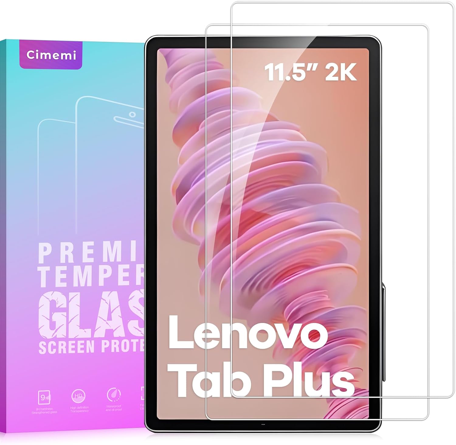Detalle de Cimemi Screen Protector for Lenovo Tab Plus 11.5" (2025) – 2 Pack, 9H Tempered Glass