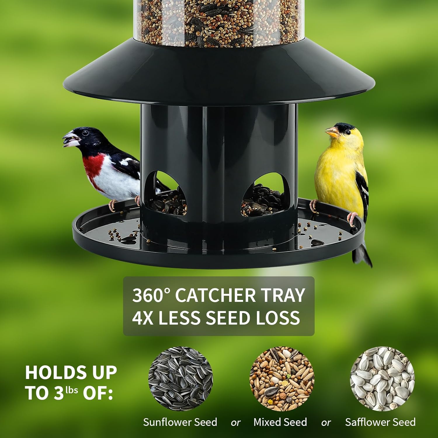 Detalle 2 de Dreamdrawer AQ-001 Squirrel-Resistant Hanging Bird Feeder with 360° Perch