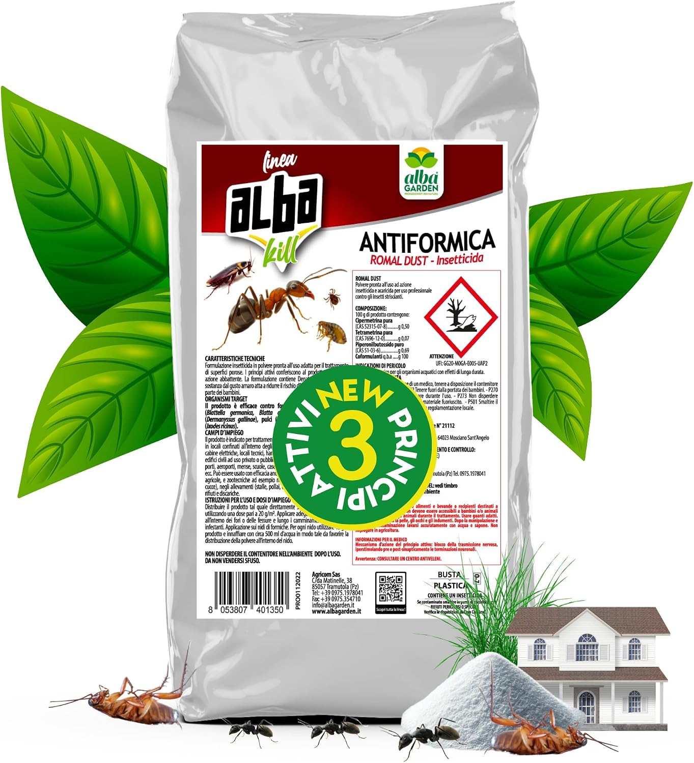 Albagarden Esca Formiche: Polvere repellente per esterni, casa e giardino