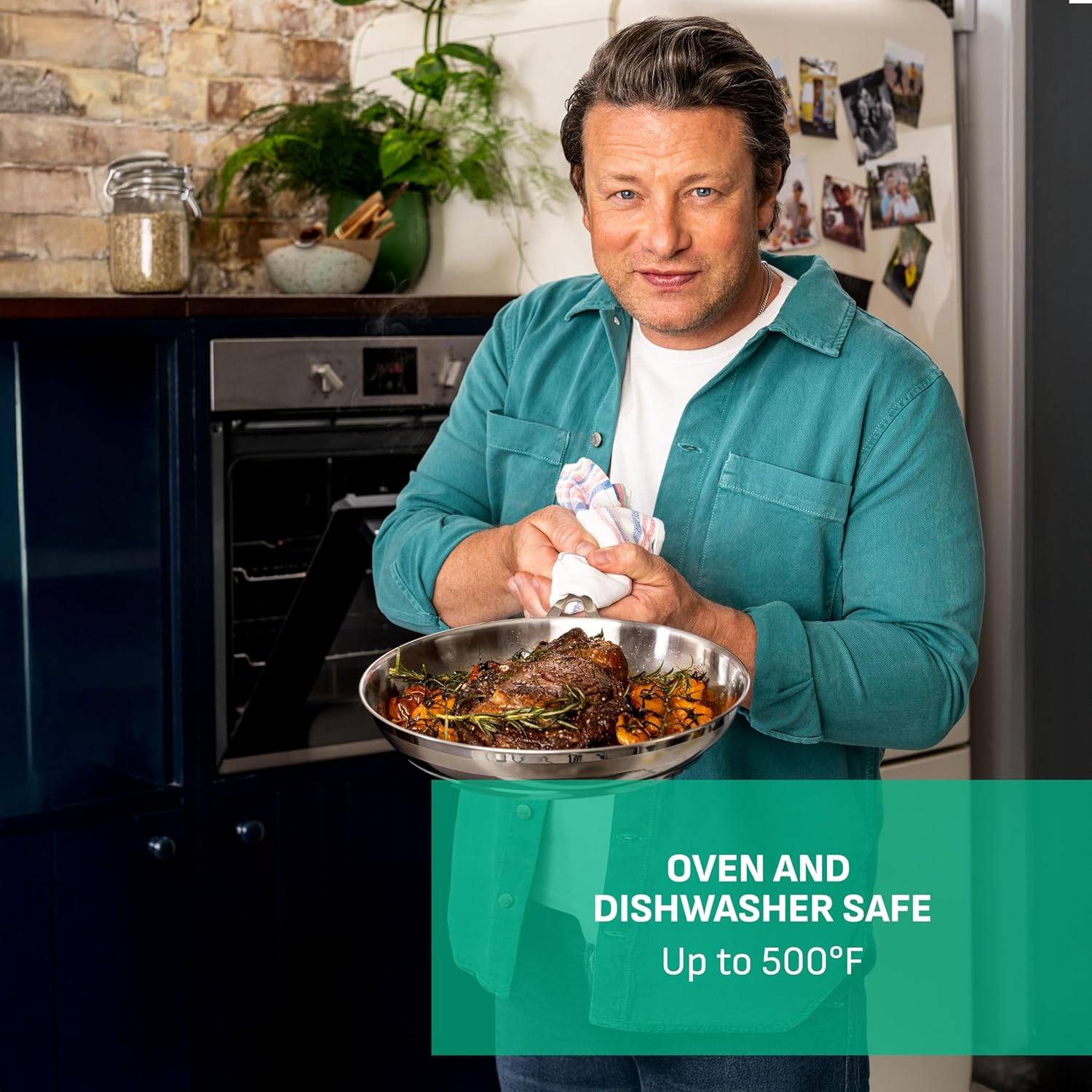 Detalle de Tefal Jamie Oliver Cook Smart E3110655 – patelnia 28 cm ze stali nierdzewnej